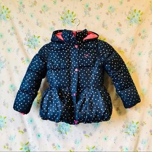 Kids Polka Dot Peplum Puffer Jacket, Size 6X